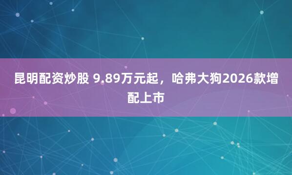 昆明配资炒股 9.89万元起，哈弗大狗2026款增配上市